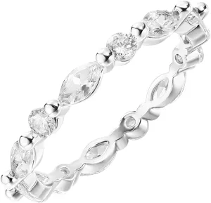 PAVOI 14K Gold Plated Rings Cubic Zirconia Love - 2.5mm Stackable Rings for Women