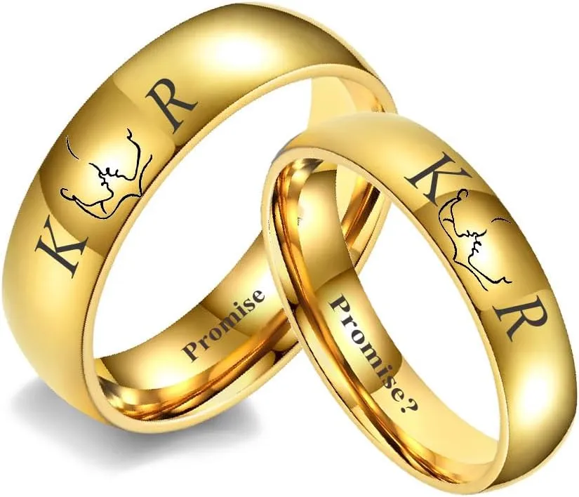 Personalized couple rings Set,Custom Engraved Rings for Couples Matching Promise Rings for Couples Blue and Black Wedding Rings for Men and Women,Custom Ring inside outside &Any Pattern