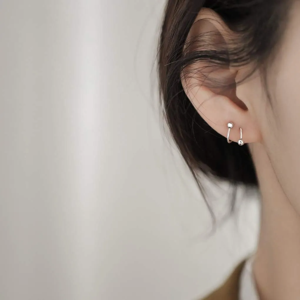 Reffeer Solid 925 Sterling Silver Minimalist Crawler Earrings Little Ball Wrap Cuff Earrings For Women Teen Cartilage Earrings Helix Piercing Earrings