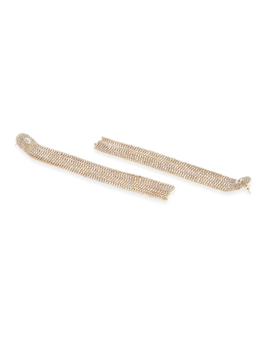 Rubans 18K Gold-Plated AD & Zirconia Studded Multi-Layer Glamorous Shoulder Duster Earring