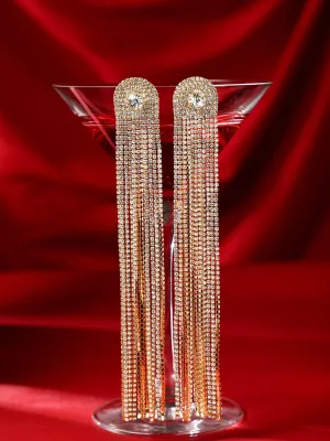 Rubans 18K Gold-Plated AD & Zirconia Studded Multi-Layer Glamorous Shoulder Duster Earring