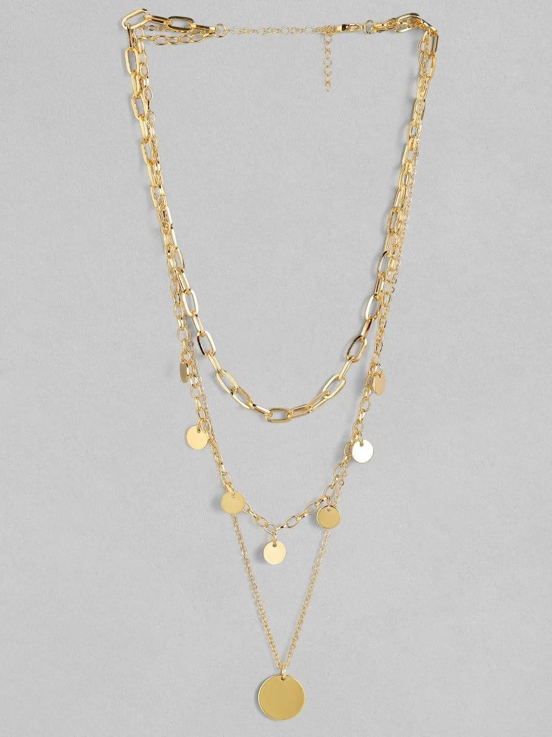 Rubans Gold Plated  Handcrafted Interlinked Multi Layer Chain Necklace