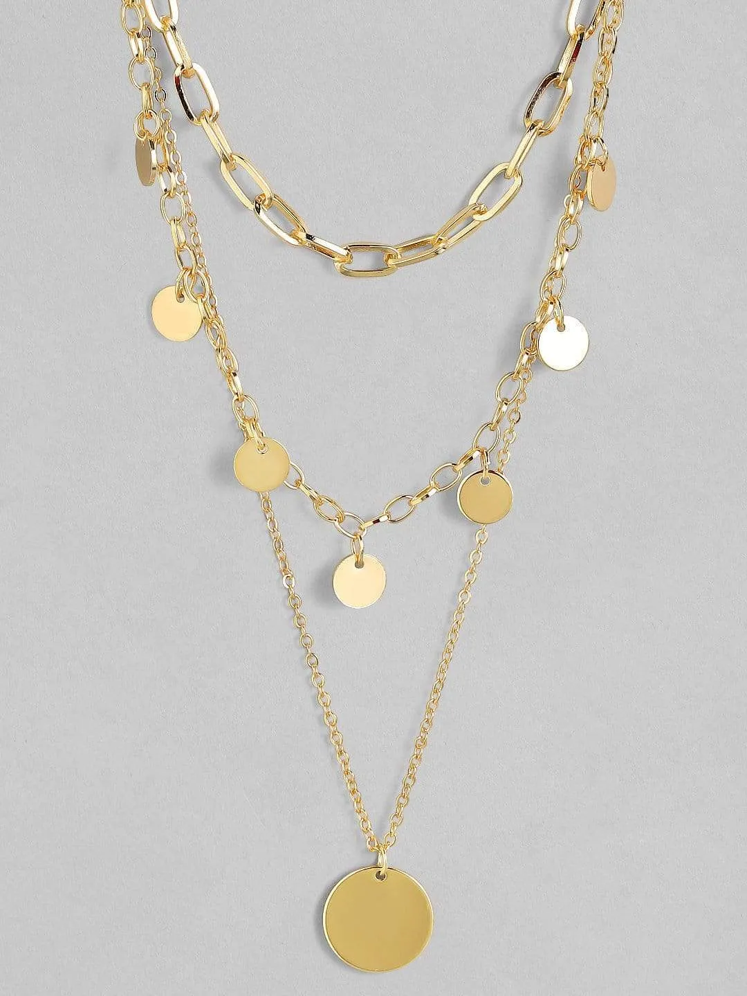 Rubans Gold Plated  Handcrafted Interlinked Multi Layer Chain Necklace