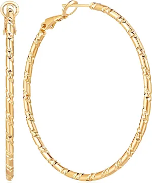 SPOINT Gold Hoop Earrings 14K Gold Hoop Earrings for Women Big Lightweight and Hypoallergenic Extra Large 14 Karat Hoops Earring for Womens Earring 35mm 45mm 55mm