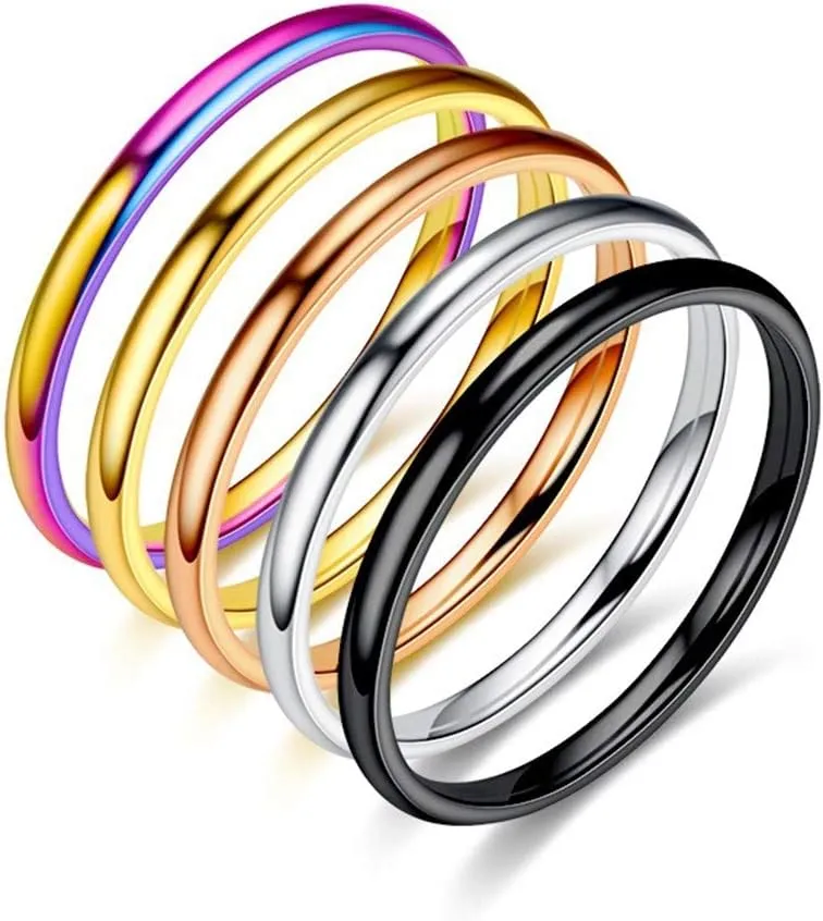 Stackable Rings Thumb Pinky Midi Rings Comfort Fit Stainless Steel Stacking Rings for Women Thin Plain Band Rings