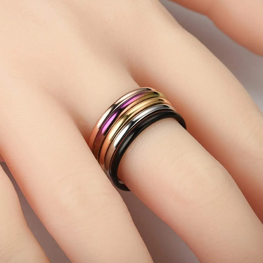 Stackable Rings Thumb Pinky Midi Rings Comfort Fit Stainless Steel Stacking Rings for Women Thin Plain Band Rings
