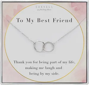 Suavell Best Friend Necklaces: Interlocking Circle Open Circle Ster Sterling Silver Chain Necklaces | Friendship Gifts, Birthday Gift Ideas