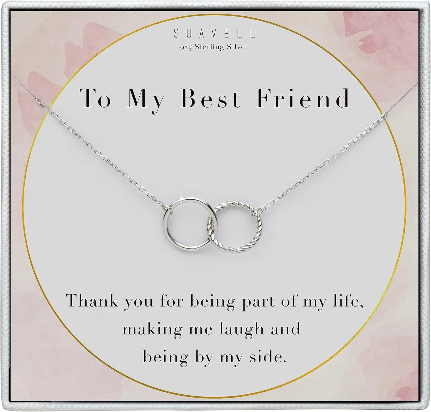 Suavell Best Friend Necklaces: Interlocking Circle Open Circle Ster Sterling Silver Chain Necklaces | Friendship Gifts, Birthday Gift Ideas