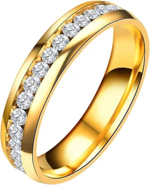 Wedding Band for Women,Gold Plated Solid Sterling Sliver Tiny Cubic Zirconia Inlaid Rings Stackable Eternity Promise Rings