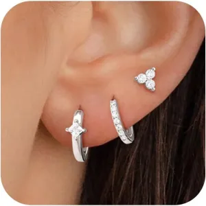 WFYOU Gold Hoop Earrings for Women Trendy 925 Sterling Silver Stud Earrings Set Hypoallergenic 14k Gold Earrings for Women Earring Stacks Dainty Huggie Small Hoop Cartilage Earrings for Women Jewelry