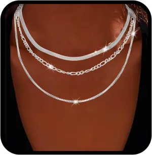 Yalice Layered Chain Necklace Set Herringbone Necklace for Women Dainty Chains Choker Necklaces Stackable Minimalist Necklaces Jewelry Gift for Her