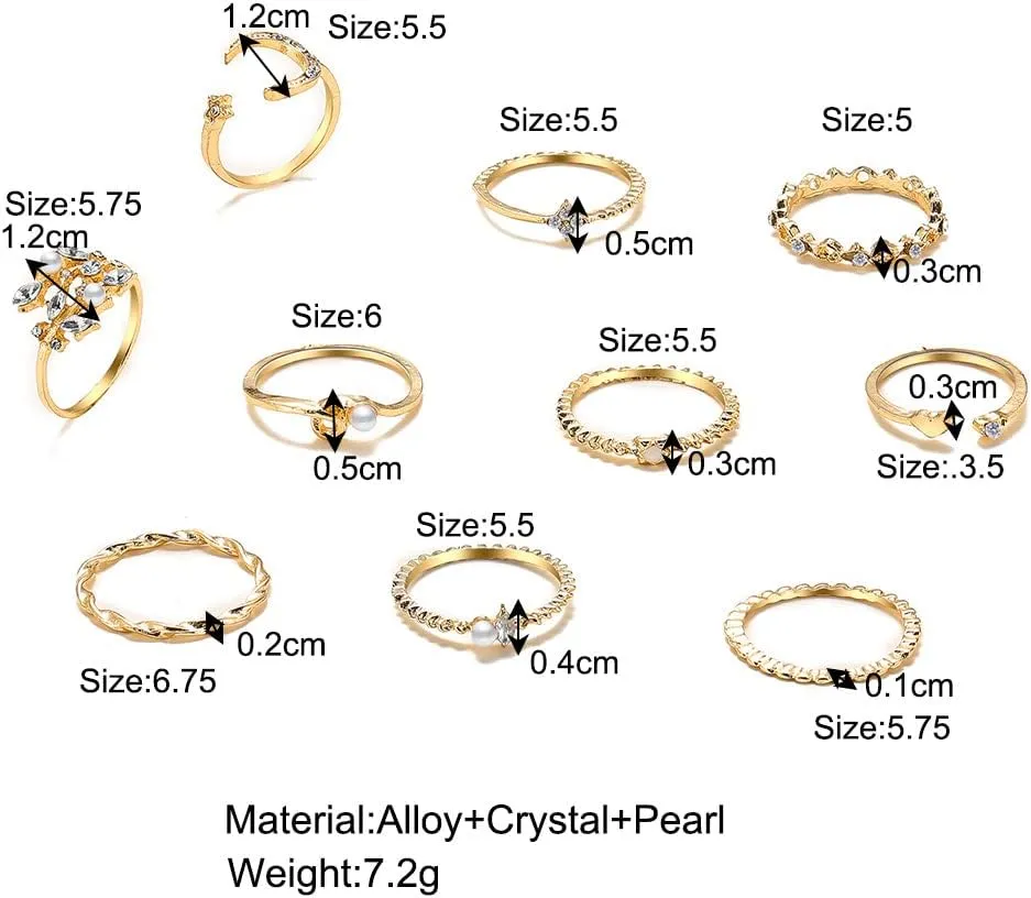 ZMANYIJEW Boho Gold Stacking Rings for Women Gold Knuckle Rings Set Simple Star Moon Flower Rings for Women Stackable Aesthetic Rings for Women.